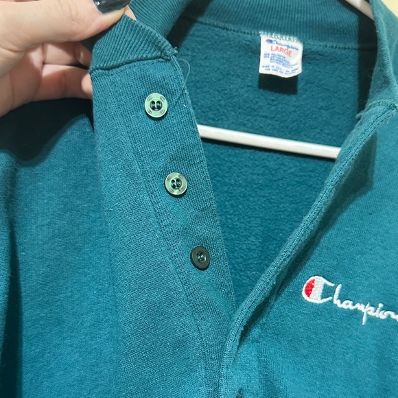 Champion Teal Button-Up Sweatshirt - Picture 3 of 5